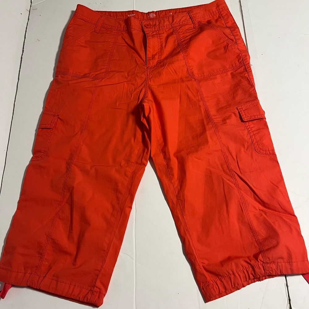 Women’s Size 12 Orange St. John Bay Cropped Pants Summer Capri Coral